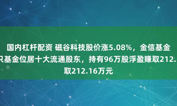 国内杠杆配资 磁谷科技股价涨5.08%，金信基金旗下1只基金位居十大流通股东，持有96万股浮盈赚取212.16万元
